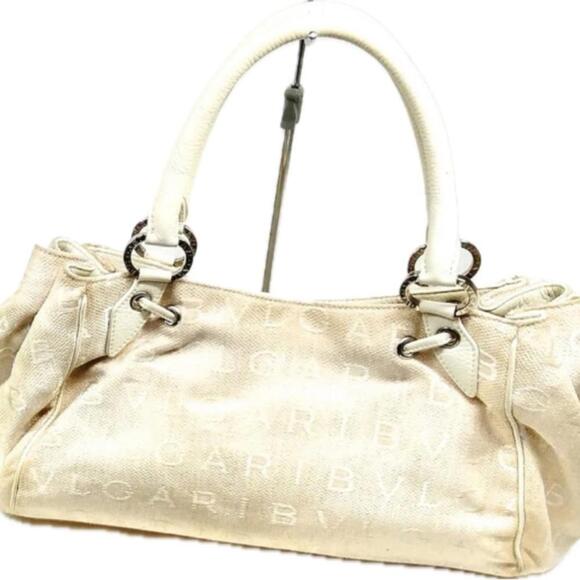 Bvlgari Mania Cream Signature Drawstring Shoulder Tote Bag (BVXX050) - Picture 2 of 9